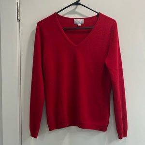 Red Cashmere V-Neck Sweater